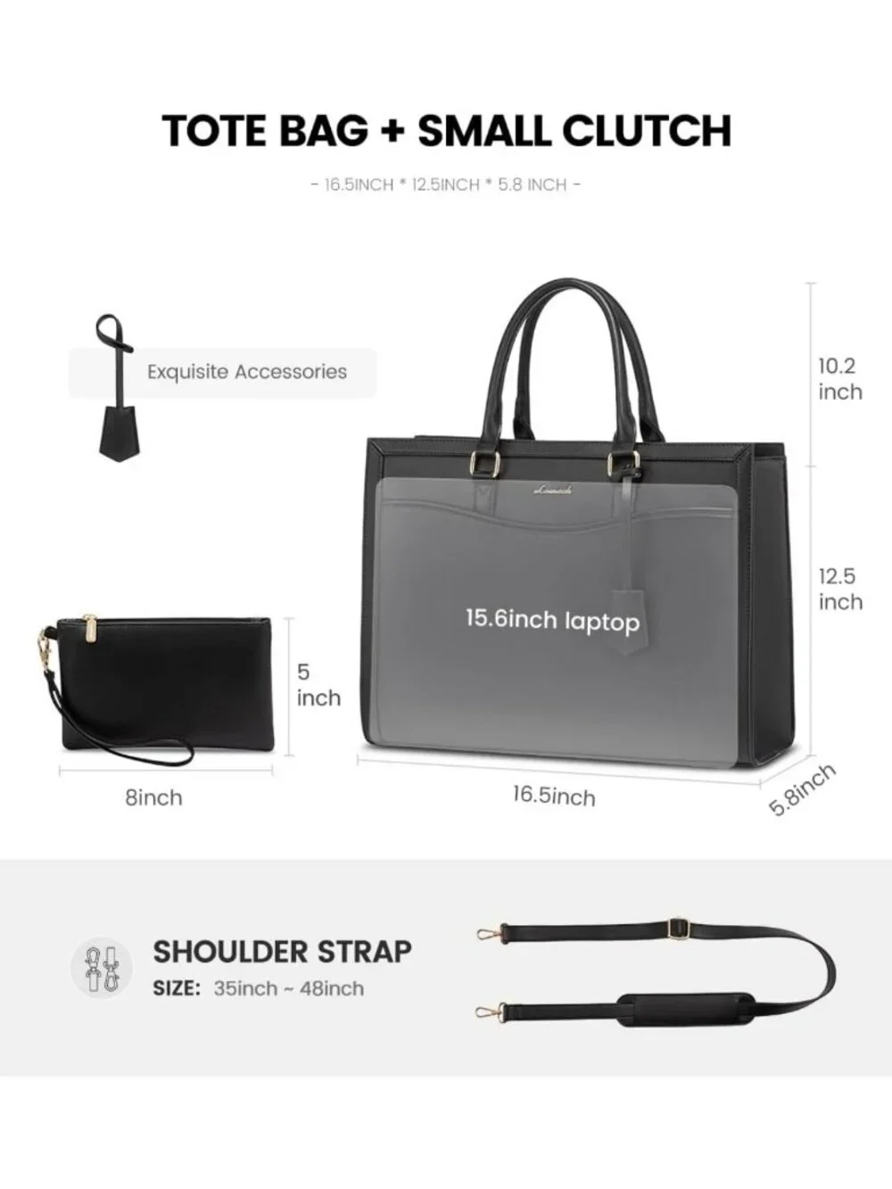 Stylish Large Laptop Tote Bag for Women, Work Computer Bag with Cup Holder